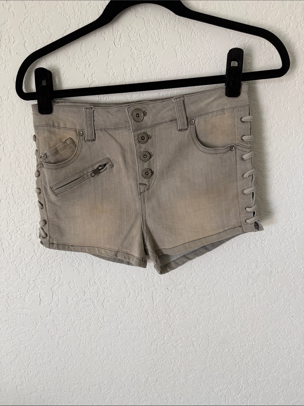 Free People High-Rise Lace-Up Side Detail Women's Shorts in Taupe/Grey